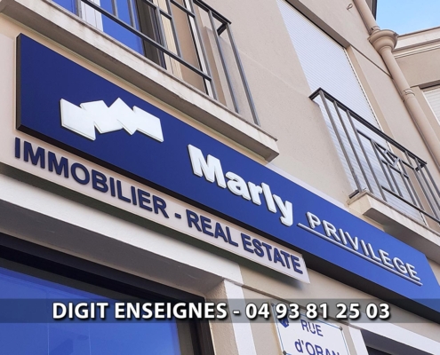 Enseigne lumineuse Agence immobilière à Cannes dans les Alpes Maritimes - Frejus nice-draguignan-antibes-mandelieu